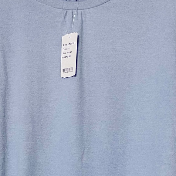 NWT- Beautiful soft blue long sleeve bell sleeve blouse size LARGE - Picture 2 of 2